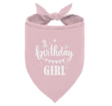 Birthday Girl Pink Dog Bandana Funny Cute Triangle Scarf Pet Accessories