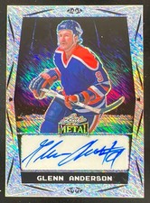 2024 Leaf Metal Hockey Legends Diagonal Shimmer Silver Glenn Anderson Auto /10
