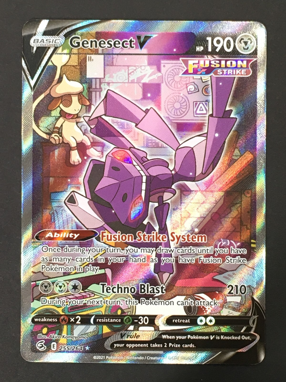 Pokemon TCG Genesect V 255/264 Fusion Strike Alternate Full Art LP