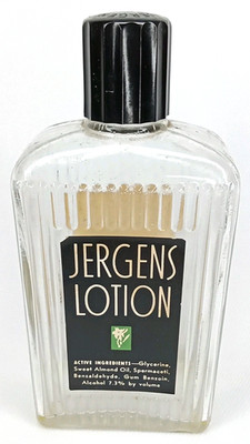 Vintage 1960s Advertising Jergens Glass Bottle With Paper Label New Arrival