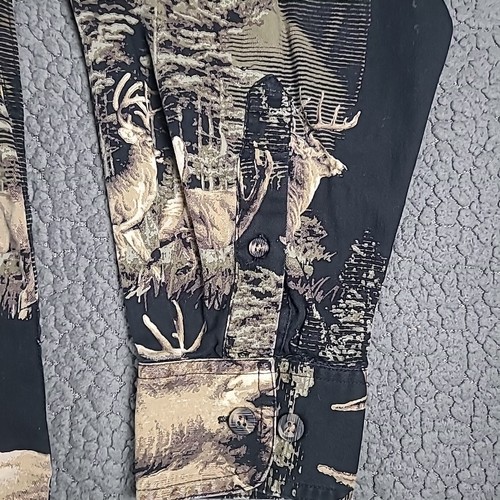 RedHead Shirt Men L Deer Graphic Camo Long Sleeve Button Hunting Trophy Buck - Picture 6 of 12