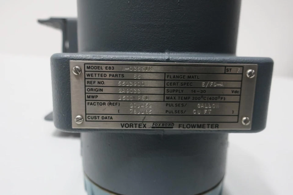 Foxboro E83W-03SSIR Vortex Flow Meter 10.452 Pules/gallon 14-30v-dc - Image 4 of 4