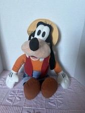 Disney Parks Goofy Plush Stuffed Animal Toy w/ Hat Red Vest Orange Shirt