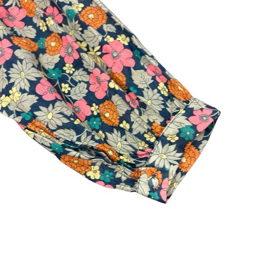 TROVATA BIRDS OF PARADISE NAVY FLORAL POPOVER BLOUSE LARGE - Picture 2 of 8