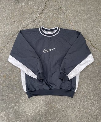 Vintage 90s Nike Windbreaker Big Swoosh White Tag Jacket Size Medium Men's Black