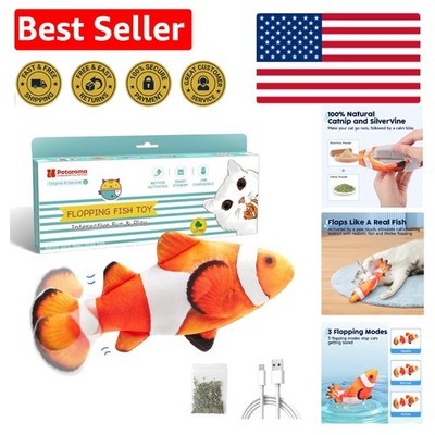 Realistic Floppy Clownfish Cat Toy with Motion Sensor & Catnip - Gift-Ready!