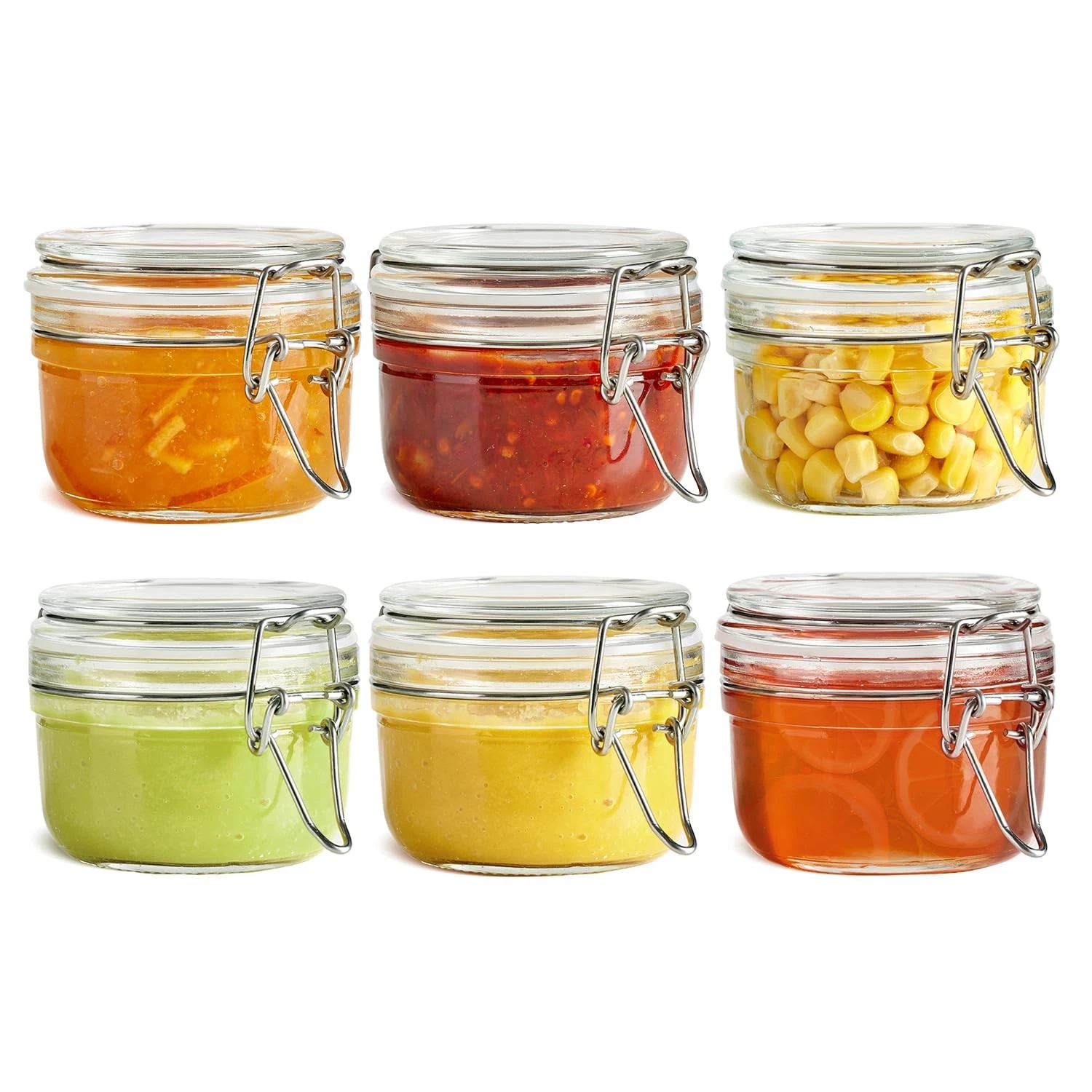 4oz Glass Spice Jars with Airtight Lids (Set of 6), Small Wire Clamp Mason Ja...
