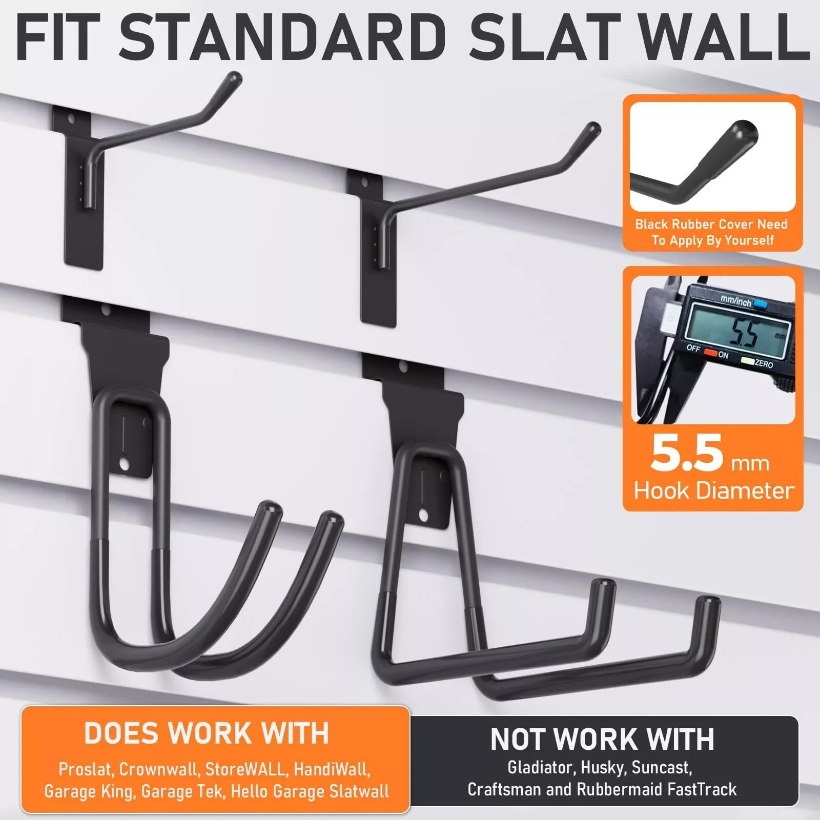 36 Pack Heavy Duty Slatwall Hooks Black Slatwall Panel Accessories Assortment...