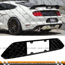 For 15-2023 Ford Mustang S550 Gloss Black Rear License Plate Frame Holder Panel