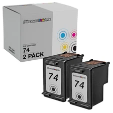 2PK #74 CB335WN BLACK Ink for HP #74 Photosmart C4200 C4280 Deskjet D4368 C4500