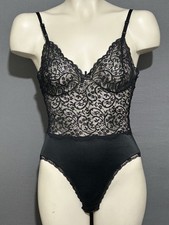 Vassarette Vintage Light Compression Smoothing Bodysuit Sz 34/medium Black