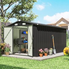 12 x 8 ft Garden Shed, Outdoor Storage Shed with 4 Vents, Dark Grey