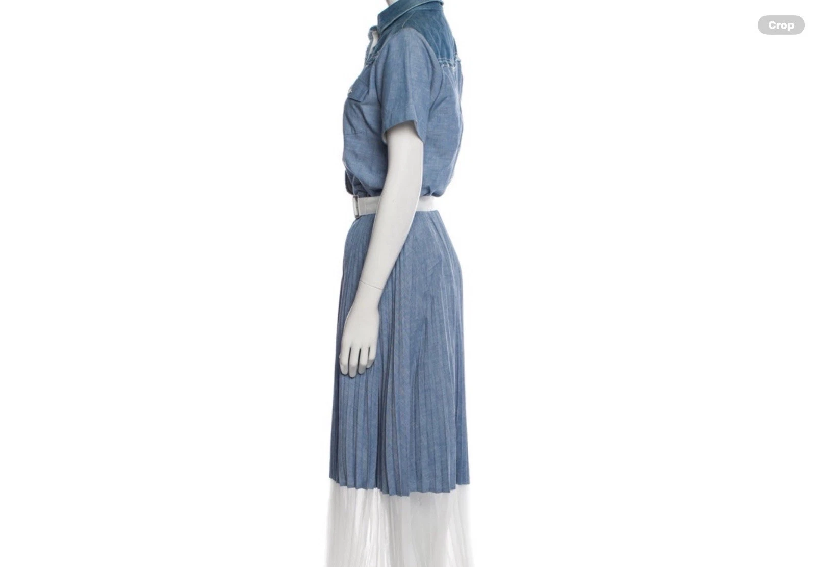 CAMICIA LUNGA SACAI DENIM COTONE PLISSETTATO (JP.2 US.6)