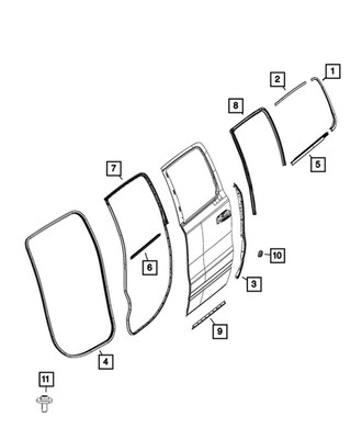 Genuine Mopar C Pillar Lower Weatherstrip Right 68306170AC