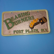 Vintage 60s Bearing Burners Car Club Plaque Fort Plain N.y