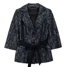 Classiques Entier Atelier Tweed Belted Buttoned Blazer Jacket Black Gray Size XS