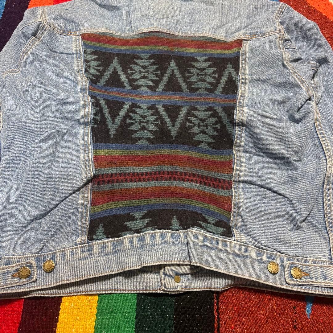 Woolrich 90s Native Pattern Denim Jacket Made in … - image 5