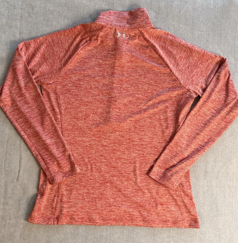 Under Armour Heat Gear Loose Stripe Red 1/4 Zip Women’s L Athleisure Breathable - Image 3 of 4