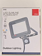 Zink Rye Outdoor LED Floodlight with Motion Sensor 20W 180° Black