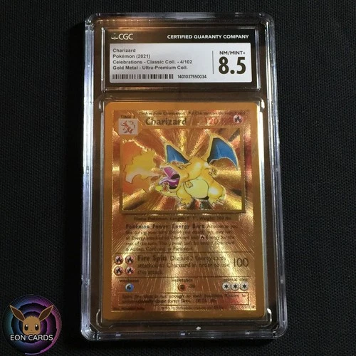 Charizard CELEBRATIONS GOLD METAL 4/102 (CGC 8.5 NM/MINT+) PROMO Pokemon Cards