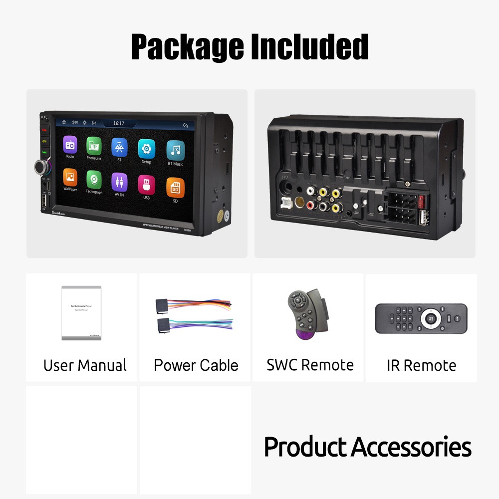 Double Din Apple Carplay Android Auto Car Stereo Radio Bluetooth 7" Touch Screen