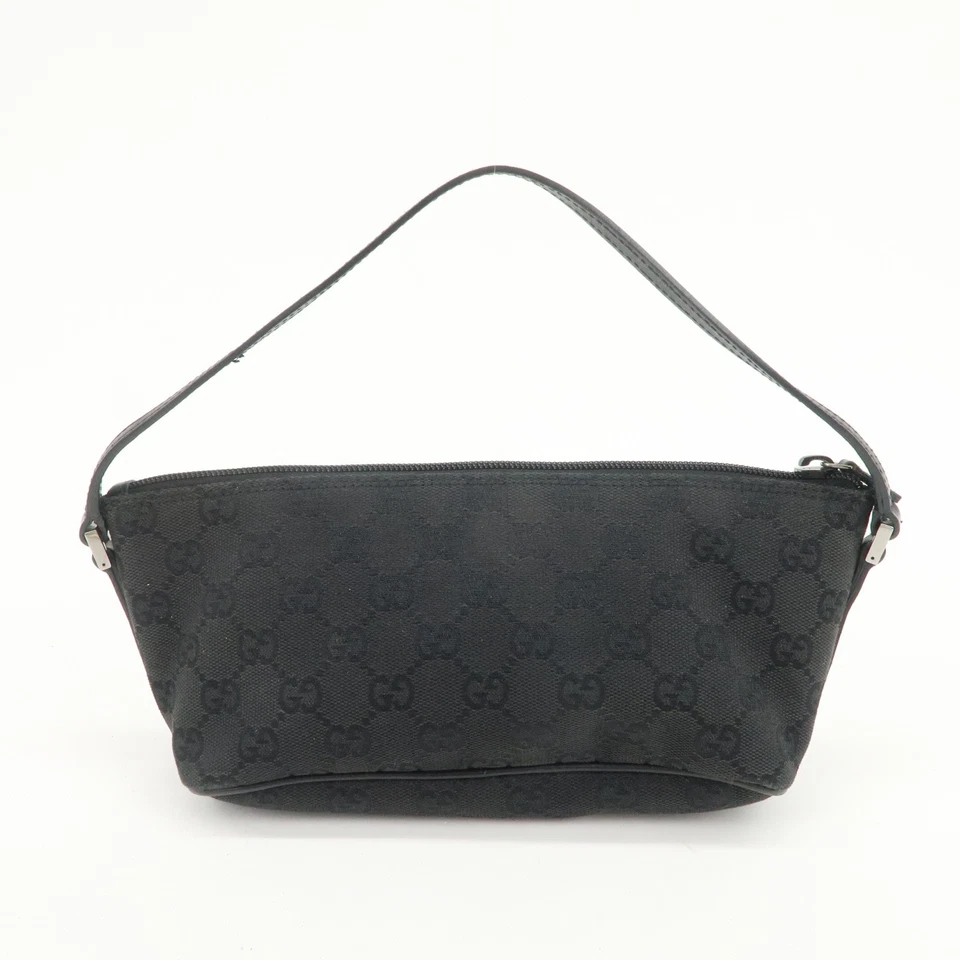 GUCCI Boat Bag GG Bolso de Mano de Cuero de Lona Negro 07198 Auténtico Usado Envío Gratis Foto 2 de 4