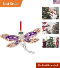 Elegant Metal Dragonfly Ornament - Purple Hanging Decoration for Festive Cheer