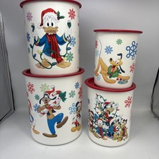 Tupperware Disney Festive Friends Christmas 4pc Canister Set 'Tis The Season'