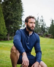 Cutter & Buck Dry Tec 50+ UPF Quarter Zip Pullover Blue Comfort Stretch Men’s XL