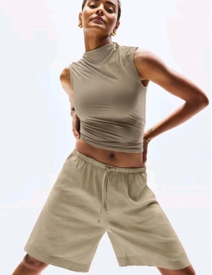 Athleta Paradise Bermuda Shorts Linen Blend XXS