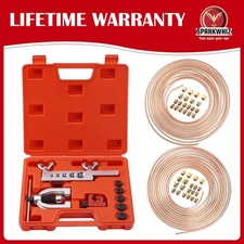 Brake Line Repair Kit 3/16 + 1/4 25FT Copper Pipe Flaring Tool 40 Fittings Nuts