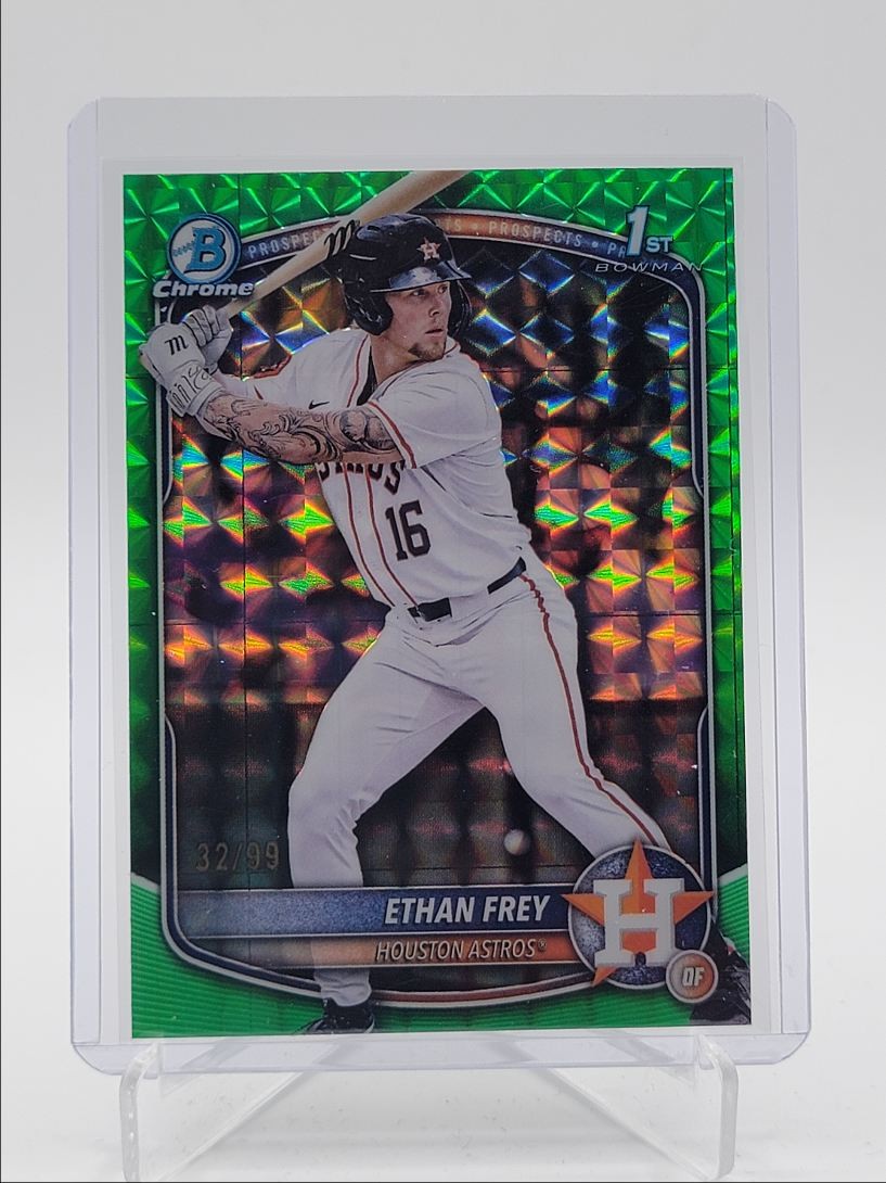 ETHAN FREY 2025 BOWMAN CHROME DRAFT 1ST GREEN GEOMETRIC ASTROS /99 Q6320