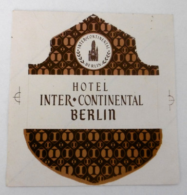 Souvenir-Aufkleber Hotel Inter-Continental Berlin Deutschland Interconti 70er