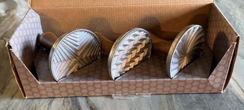 Nordic Ware Geo Cookie Stamps Set of 3 Aluminum Wood Handles Made in USA