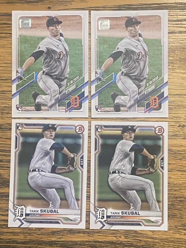 4 TARIK SKUBAL ROOKIES 2021 Topps Update Debut & Bowman, Tigers, combineS&H .25/