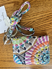 Vera Bradley Campus Double ID  Lanyard Sunny Medallion mini wallet New
