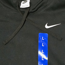 Nike Women's Black Pullover Hoodie Size L Cotton Fleece Hood Pockets Logo 0036