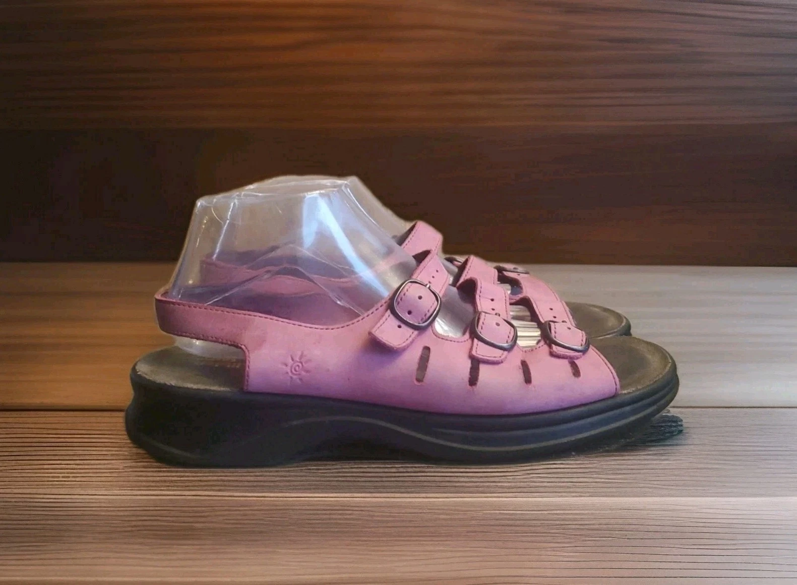 Sandali donna Clarks Springers Sunbeat pelle 3 cinturini taglia 11 rosa stretto