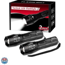 2 Pack Flashlights High Lumens, 5 Modes Zoomable LED Tactical Flashlight, Wat...