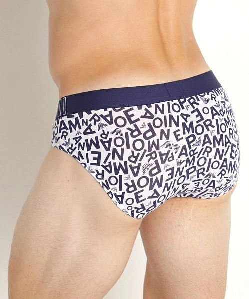 Emporio Armani L5145 男式白色/Eclipse EA All Over 标志粗体内裤 M 码 — 第 4/4 张图片