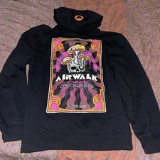 airwalk felpa uomo piccola skateboard cappuccio pullover felpa teschio funghi