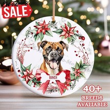Boxer Dog Custom Name Christmas Ornament - Personalized Dog Name Christmas Gi...