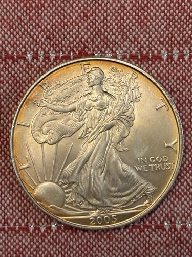 2005 American Silver Eagle - Rim Toning - 1 oz Fine Silver - Free Shipping