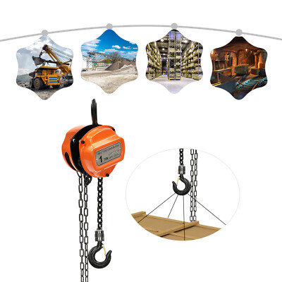 1 Ton Orange Manual Hand Chain Block Hoist with 360?? Rotatable Hooks 6m Chain.