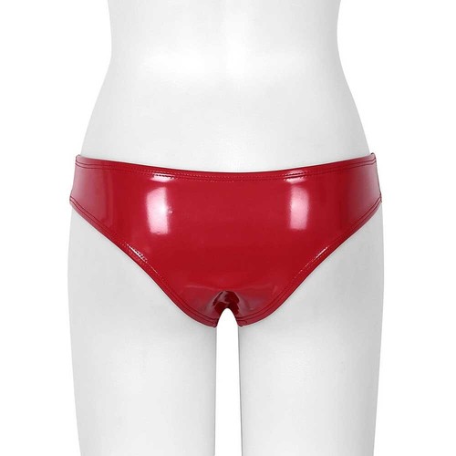 Women's Shiny Wet Look Faux Leather Panties Bikini Thong Brief Clubwear Black L - Picture 4 of 30