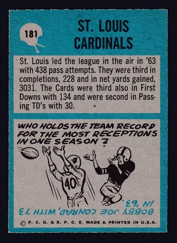 1964 Philadelphia #181 St. Louis Cardinals Team NM - Picture 2 of 2