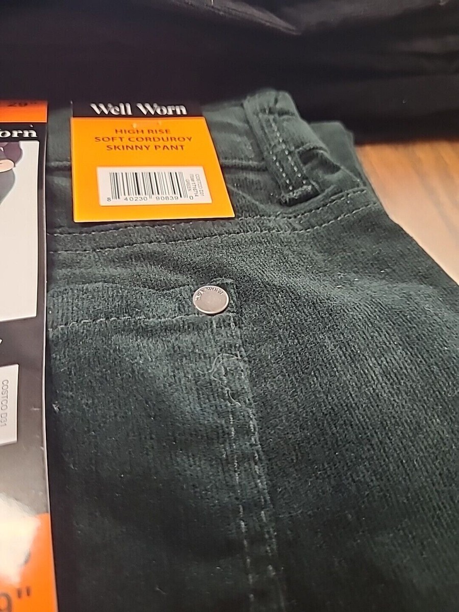 その他 K Well Worn Women's High Rise Soft Corduroy Skinny Pant, Green 16/36