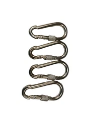 4" Large Carabiner Clip with Snap Spring and Screw Lock Steel Clip Pak of 4 NEW
