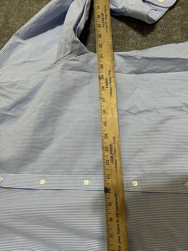 Tommy Hilfiger Slim Fit Blue striped Long Sleeve Button Down Shirt Size 17.5 - Picture 4 of 5