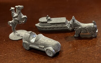 Vintage 1960's Monopoly Game Pieces Lot 5 Metal Tokens car hat